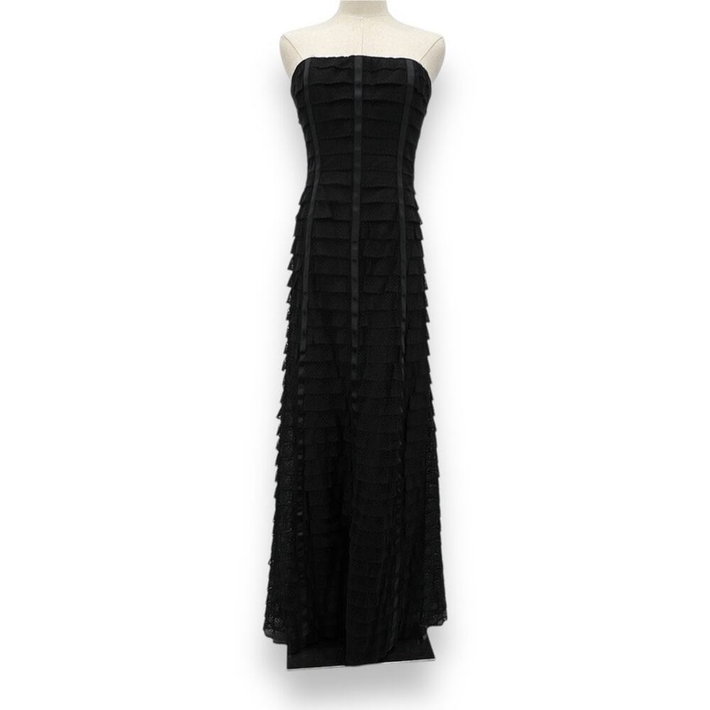 Tadashi Shoji Lace Tiered Strapless Maxi Dress Women's XS 2 Corset Prom Formal